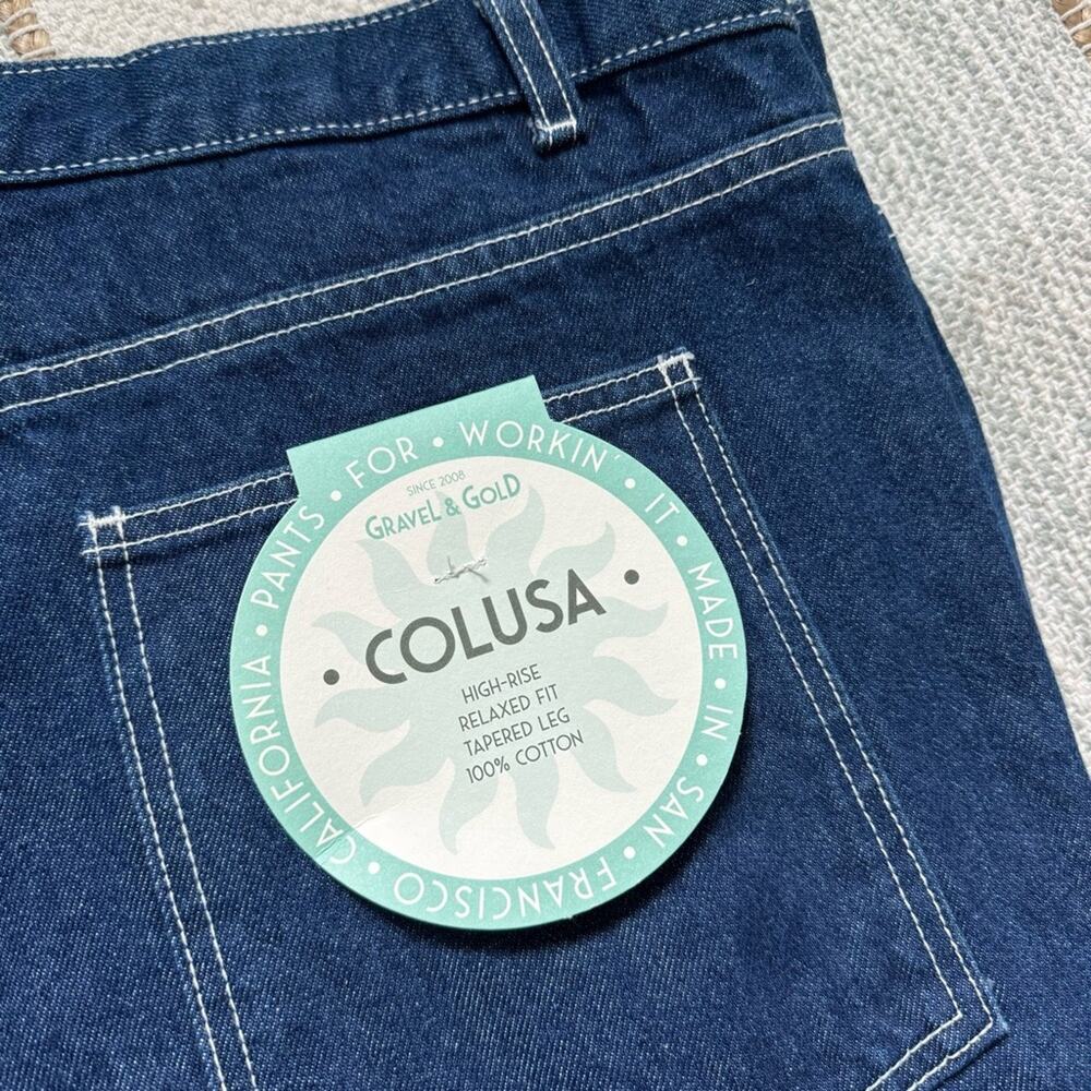 Gravel & Gold Colusa Shasta Dark Wash Relaxed Fit High Rise Tapered Leg Jeans 42 - Picture 13 of 16